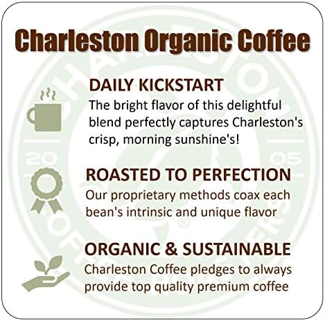 Charleston Coffee Roasters | Specialty Organic Ground Coffee | Hand Picked, Premium Slow Roast (Charleston Organic, Medium Roast) 12oz
