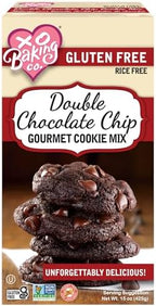 XO Baking Co. Gluten Free Double Chocolate Chip Gourmet Cookie Mix; Non-GMO; Kosher; Rice Free; Dairy Free; Peanut Free; No Preservatives; No Artificial Flavors or Colors, 15oz