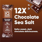 IQBAR Clean Plant Protein Bars - Chocolate Sea Salt - 12 Count - Keto, Vegan, High Fiber, Gluten and Dairy Free, Low Sugar Snack - Brain and Body Nutrients for Focus, Energy, Meal Replacement
