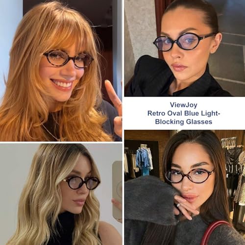 ViewJoy Retro Oval Blue Light Glasses for Women Fashion Computer Glasses Bluelight Blocking Eyewear Vintage Frame