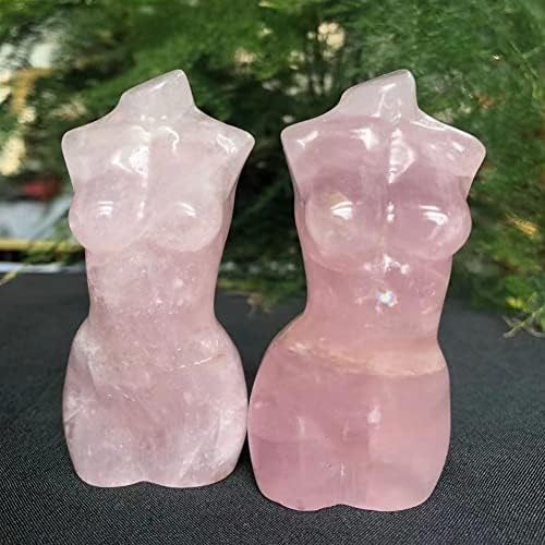 Home Decoration Healing Crystal 100-120g Natural Rose Quartz Goddess Statue Crystal Carved Woman Torso Energy Pink Gem Body Sculpture Decorate Gift Natural Rock Home Collection Decoration