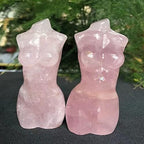 Home Decoration Healing Crystal 100-120g Natural Rose Quartz Goddess Statue Crystal Carved Woman Torso Energy Pink Gem Body Sculpture Decorate Gift Natural Rock Home Collection Decoration