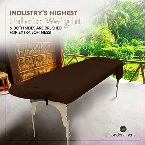LONDON LINENS Soft Microfiber 3-Piece Massage Table Sheets - Super Lightweight, Stain and Wrinkle Resistant - Includes Table Cover, Fitted Sheet, and Face Rest Cover (Mocha)