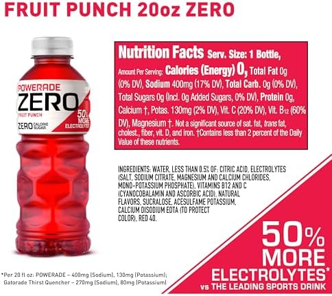 POWERADE ZERO Fruit Punch, 20 fl oz, 8 Pack