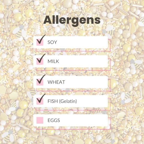 Sprinkle Pop Honey Bee Sprinkle Mix| Yellow Gold Sprinkles with ~10 Bees Honeycomb Wafer Papers, Black Pops and Cream Hues| Summer Sprinkles Made in USA for Decorating Cakes Cupcakes Cookies, 2oz