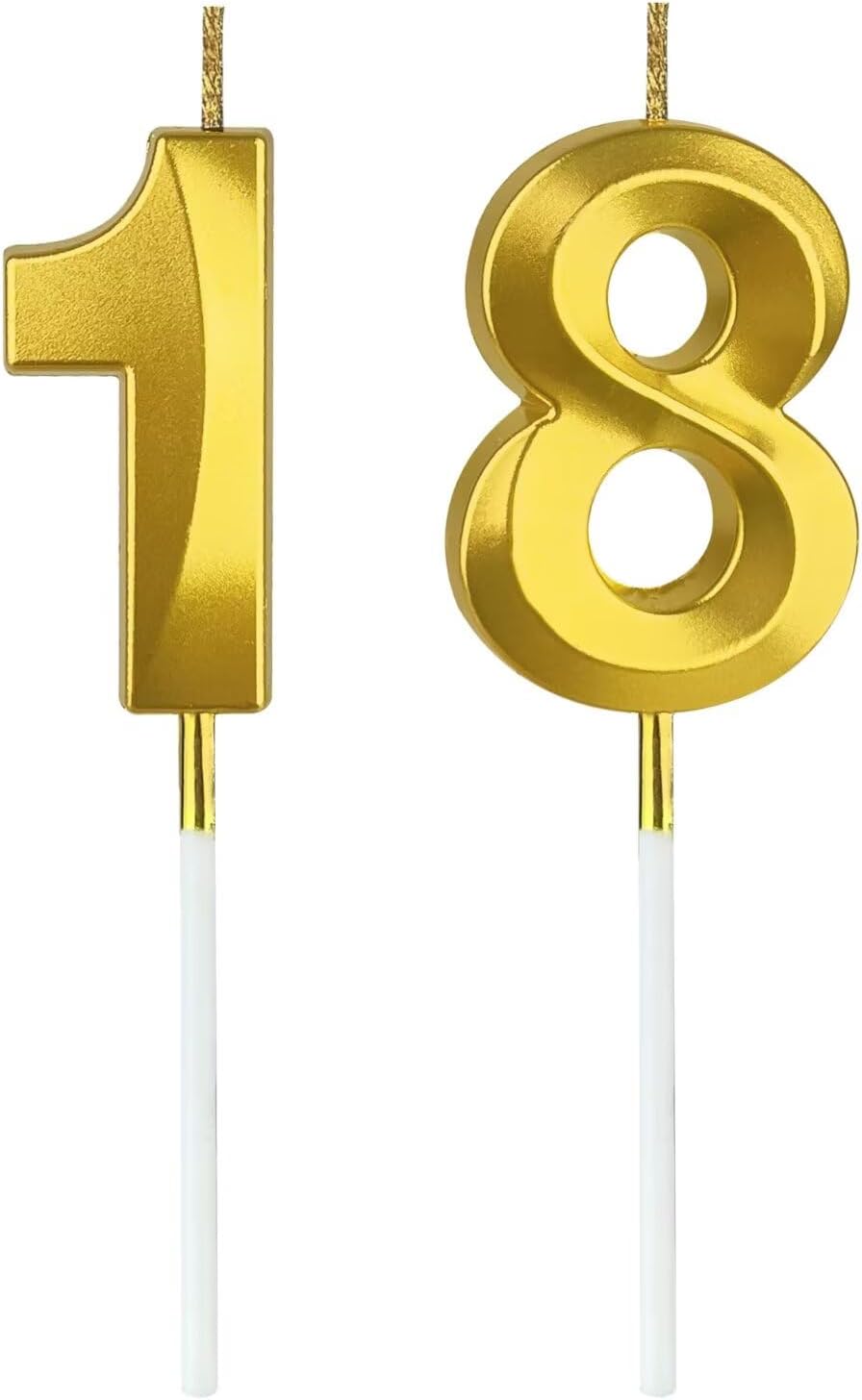 18th Birthday Numeral Cake Topper for Birthday Wedding Party Celebration Supplies Gold