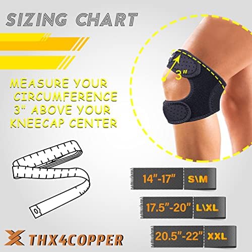 THX4COPPER Compression Dual Patella Knee Brace for Pain Relief,Adjustable Knee Strap Support for Running, Jumper, Gym Exercise, Arthritis, Tendonitis, Injury Recovery, Joint and Muscles. (XX-Large)