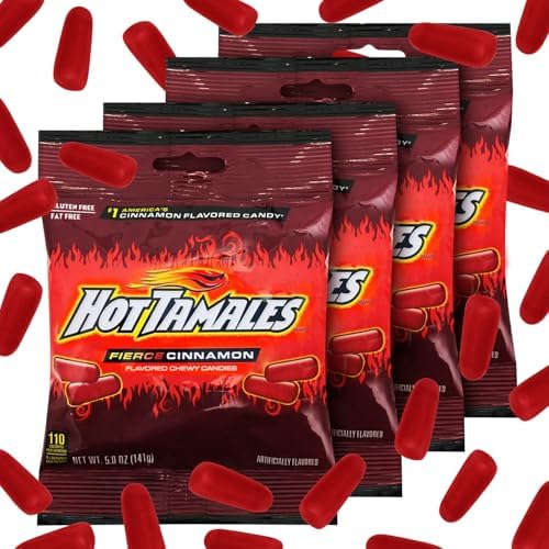 Hot Tamales Fierce Cinnamon Candy, 4 Pack - 5oz Each, Ideal for Cinnamon Candy Lovers and Fans of Hot Tamales, Perfect for Snacking, Sharing, Parties, or Gifting