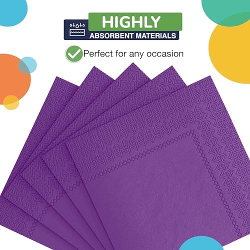 Party Solids Purple Napkins Disposable Everyday 100 Pcs 2 Ply Purple Dinner Napkins Bulk For Parties & Party Supplies