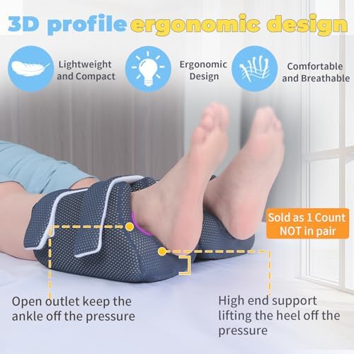 3D Heel Protectors Bed Sore Pillow Cushion for Pressure Sores,Foot Pillows Support Boot for Bedridden Patients Supplies, Ankle Pillow heel Protector for Heel Pain (Navy 1 piece)