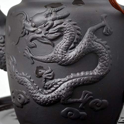 Teapot Chinese Gongfu Tea Large Pots 600ml Dragon Stainless Filter for Loose Tea (black)