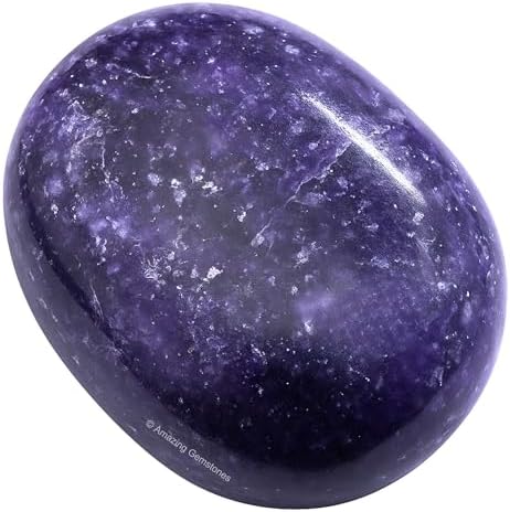 Amazing Gemstone Lepidolite Crystals and Healing Stones - Large Palm Stone Crystals Piedra - Crystal for Good Luck, Balanced Positive Energy, Meditation - Unique Stocking Stuffers Gifts for Women, Men