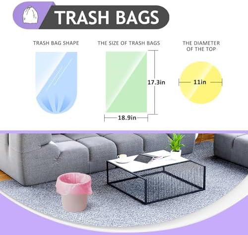 Small Trash Bags 3 Gallon 170 Count Strong Trash Bags Colorful Small Garbage Bags, Trash Can Liners for Bathroom Home Office Kitchen Bedroom, fit 5-10 Liter, 1,1.2,1.6,2,2.6,3 Gal,Multicolor
