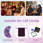 ZHIYUXI Moon Gifts Crystal Cluster Gemstones Amethyst Healing Crystals Moon Gifts for Women Gem Stone Rock Geode Protection Crystals Raw Stone Decor Energy Balance Reiki Home Decor