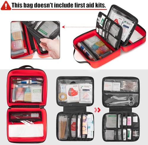 Marscamd Waterproof Empty First Aid Bag with a Detachable Panel, Small Medical Bag with Molle System, Red (Bag Only)
