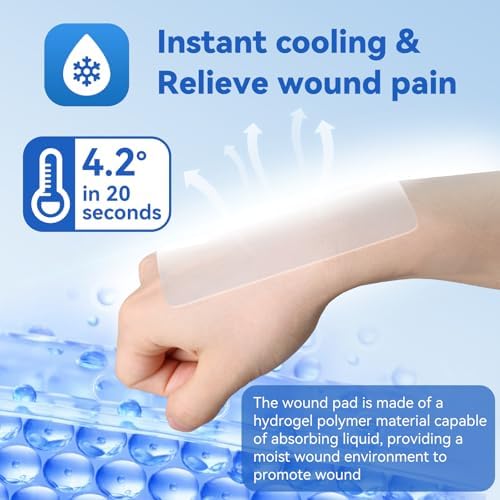 Dimora Hydrogel Burn and Wound Dressing 4" x 4" - Hydrogel Nipple Pads Instant Cooling Relief for Minor Burns & Wounds, Soothing Moist Burn Pads for 1st-2nd Degree Burns, Cuts, Abrasions, (10 Count)