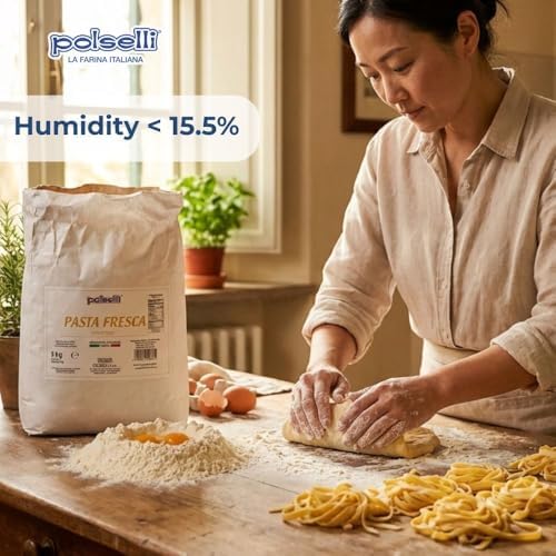 POLSELLI Fresh Pasta Flour, 100% Soft Wheat, 5 kg (11 lbs) Tipo 00, Bread Machine or Handmade Pasta for Bread, Gnocchi, Product of Italy