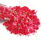 Sentovac Valentine Gold Peals Sprinkles Red Heart Jimmies Sprinkles Mix Edible for Cake Decorating Candy Cupcake Cake Topper Cookie Baking Decorations Wedding Supplies