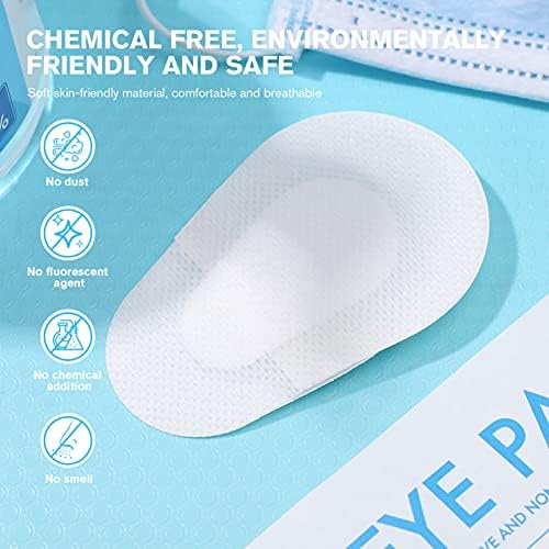 FRCOLOR 20pcs Disposable Eye Pads, Sterile Non- Woven Eye Patch Stickers Soft Self- Adhesive Cover Wound Dressings for Adults Kids