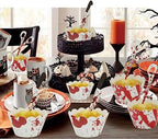 Halloween Cupcake Toppers Wrappers, Horror Cake Halloween Decoration Bloodstain Cake Knife Scissors Food Decor Party Supplies (12 sets (24pcs))