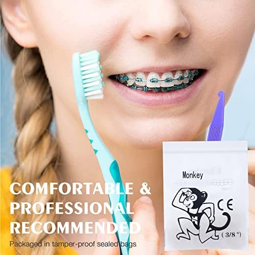ANNWAH 500 pcs Rubber Bands for Braces,elastics for braces Monkey 4.5 Ounces,Heavy Rubber Traction Bands 3/8" (100 Pieces/Pack)