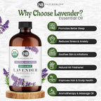 NaturoBliss Organic Lavender Essential Oil, 100% Pure Therapeutic Grade, Premium Quality, 1 fl. Oz / 30 ml - Perfect for Aromatherapy and Relaxation (30ml)