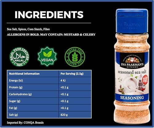 Ina Paarman | Seasoned Sea Salt Seasoning | 6.7 oz | Award Winning | All Purpose | Natural Ingredients | Touch of Black Pepper | Cooking | Spice | Delicious Flavour | Sea Salt Seasoning