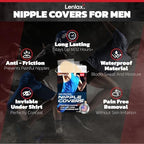Running Nipple Covers Men - 12 Hours+ Long Lasting, Strong Adhesive Nipple Tape - No Show Under Shirt - Mens Nipple Covers
