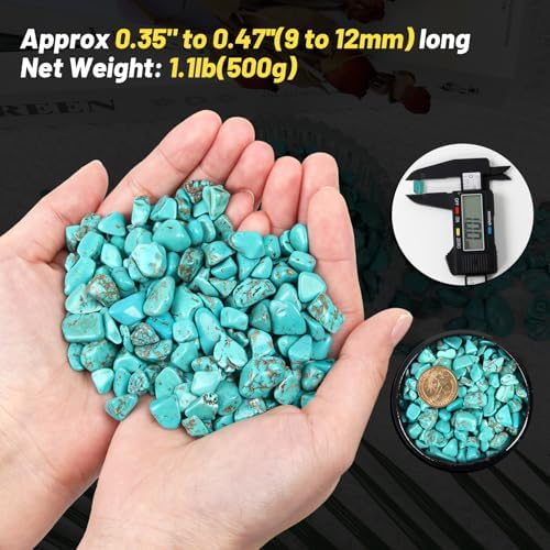 1.1lb Crushed Howlite Turquoise Crystal Tumbled Chips-Howlite Turquoise Healing Crystals Chips Bulk, Crushed Crystal Gemstones for Crafts, Beautiful Package for Gift