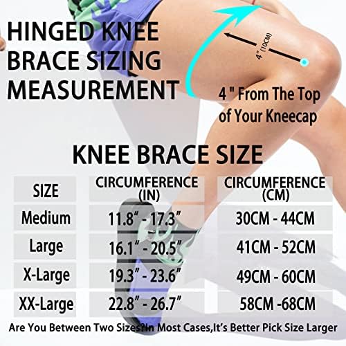 Knee Brace with Removable Dual Side Hinged Stabilizers & Patella Gel Pads, Meniscus Tear Knee Pain ACL MCL Injury Recovery Adjustable Knee Support for Men and Women (Medium (11.8"-17.3"))