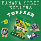 Walkers Nonsuch Banana Split Eclairs Bag 5.29 Oz (150g) – British Toffee Candy with Condensed Milk & White Chocolate, Imported UK Banana Taffy Caramel Sweets, Individually Wrapped English Toffee