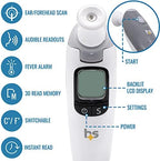 HealthSmart Talking Infrared Ear & Forehead Thermometer, No Probe Covers Needed, Visual Fever Alarm, Audio Readings in English & Spanish, Instant Scan