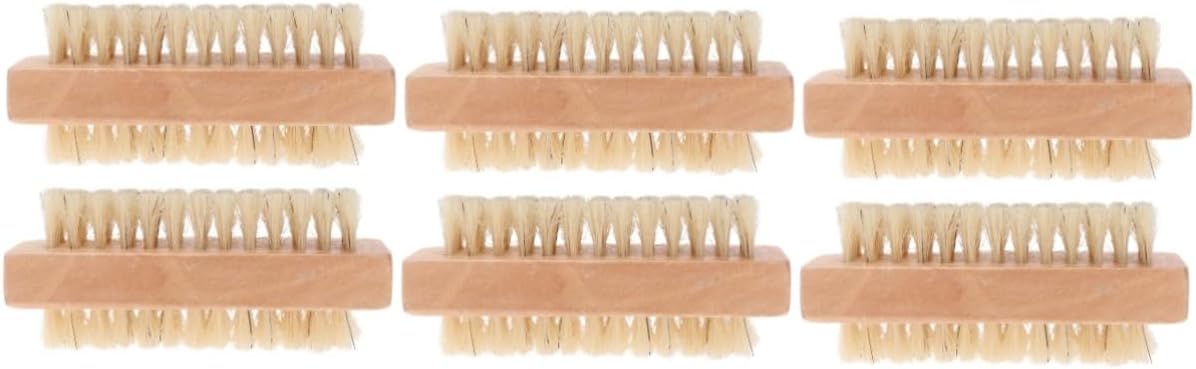 minkissy 6pcs Double Sided Nail Brush Soft Bristles for Nail Cleaning Exfoliating Comfortable Grip for Cuticle Fingernail Scrubbing for Spa and Home Manicure
