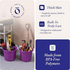 HOMZ 4-Pack Utility Tub, Large Plastic Storage Bucket with Rope Handles, 17 Gallon, Purple - Portable Indoor and Outdoor Buckets for Kitchen, Laundry, Garden, Bathroom, and Garage Organization