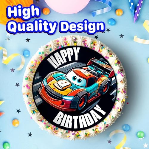 7.5x Inch Edible Cake Toppers – Cars Themed Birthday Party Collection of Edible Cake Decorations