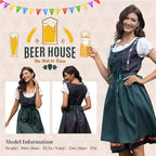 2Pcs Women Oktoberfest Costume,Bavarian Dirndl Dress Women with Apron,Beer Maid Outfit