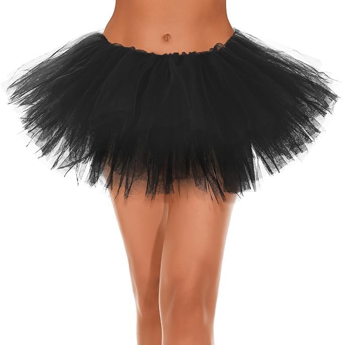 Zando Tutu for Women Adults Elastic 5 Layers Puffy Tulle Dance Skirt Halloween Costume Cosplay Party Running Tutu