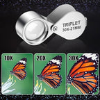 3 Pieces Jewelers Eye Loupe Set 10X, 20X and 30X Pocket Jewelry Loupe, Jewelers Eye Magnifying Glass Magnifier for Jewelry Coins Gems Stamps Watches Supplies