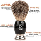 Luxury Shaving Brush for Men by VIKINGS BLADE, Ultra Heavy Acrylic & 316L Steel Handle, Super Strong Knot Backbone, Minimal Shedding, Fast Lather, Extremely Smooth & Plush on Skin (Dark Stallion)