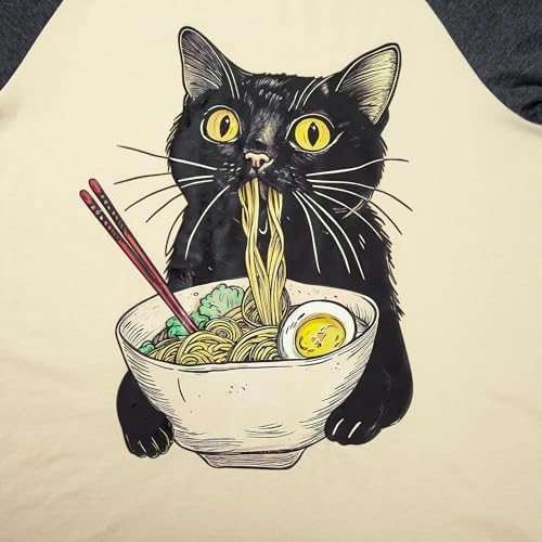 JINTING Cat Shirts for Women - Loose Fit Lightweight Long Sleeve Graphic Spring Outfits Printed Blouse Casual Tops