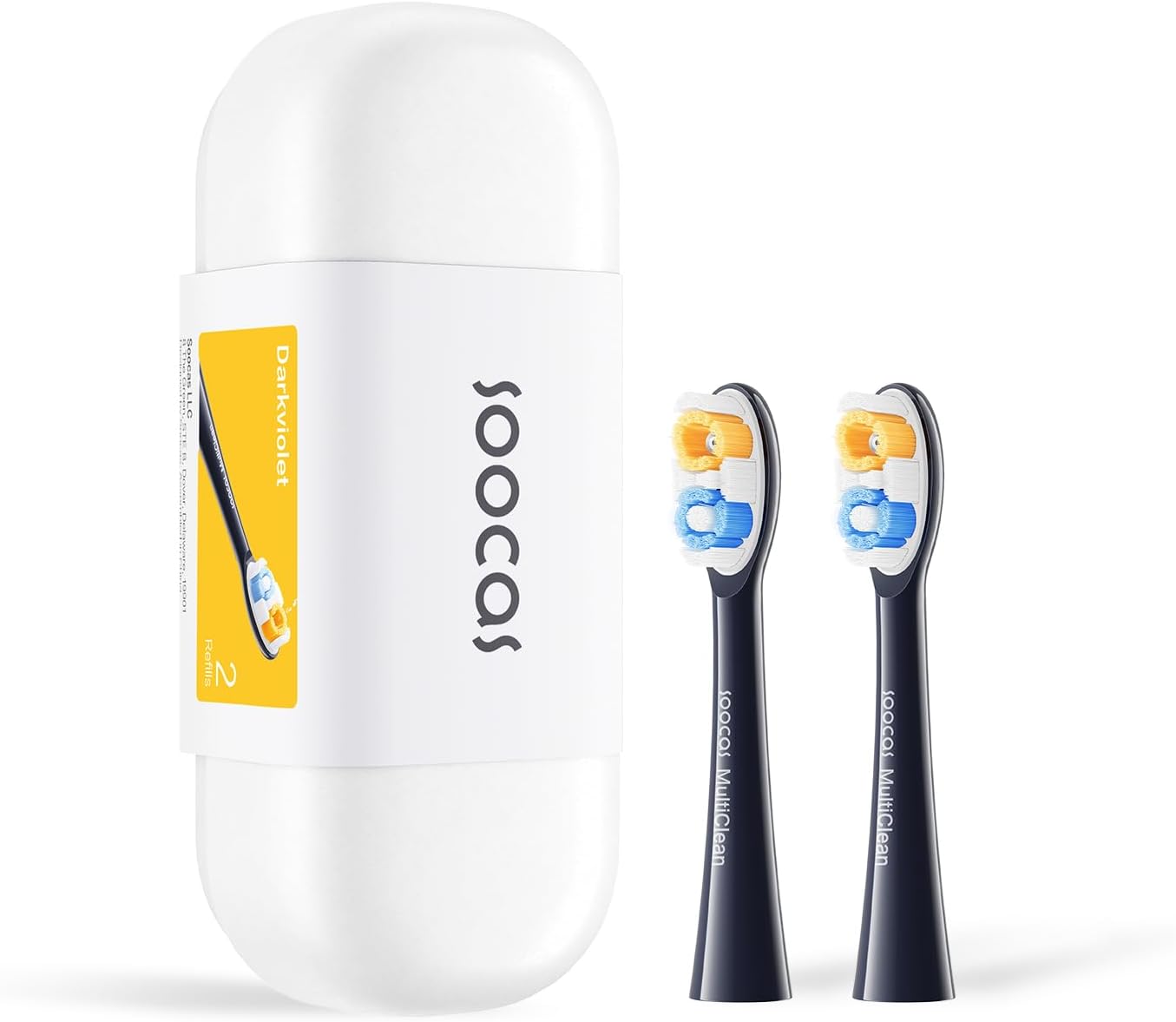 Soocas Multiclean Classic Clean Electric Toothbrush Replacement Heads, Compatible with Both NEOS II and NEOS II Ultra, 2 Brush Heads, Dark Violet