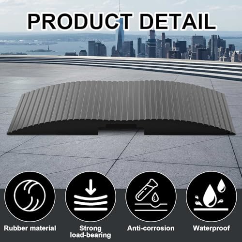 2 Pack 15 x 35.4 x 2.8 Inch Rubber Curb Ramp Bridge Threshold Ramps for Doorways, Get in and Out of Houses, Wheelchairs/Walkers, Non Slip Indoor Outdoor Patio Transition Ramp