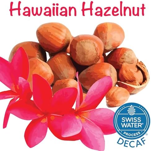 Aroma Ridge Hawaiian Hazelnut Decaf Coffee, Swiss Water Process, 100% Arabica Beans, Medium Roast,16 Ounces Whole Bean