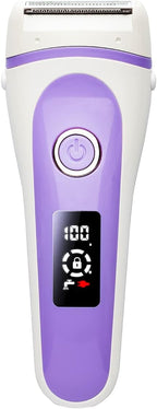 Electric Razor for Women, Lady Shaver Bikini Trimmer Rechargeable Body Hair Removel for Face, Lip, Arms, Legs, Underarms Wet Dry Use with LED Display (Purple)