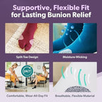 BraceAbility Bunion Relief Socks - Split-Toe Bunion Socks for Women and Men with Arch Support, Big Toe Separator, Hallux Valgus and Bunionette Relief, Left and Right Fit (1 Pair, M - Black)
