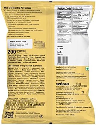 24 Mantra Organic Whole Wheat Atta - 20 Lb, (Pack of 1)