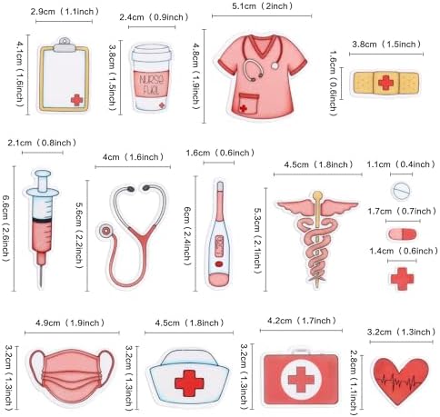 Ercadio 60Pcs Edible Nurse's day Cupcake Toppers 15 Styles Edible Pink Nursing School Grad Cupcake Topper Happy Nurse Week Themed Drink Cupcake Decoration Picks For Birthday Party Baby Shower Supplies