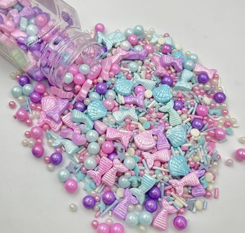 Sentovac Edible Mermaid Pearl Shell Sprinkles | Edible Cake Cupcake Sprinkles 1 Bottle 3.53oz/ 100g | Cookie and Ice Cream Topper Decoration Supplies