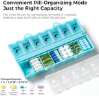 Foldable Pill Organizer Weekly 2 Times a Day, 7 Day Portable AM PM Travel Pill Case with Black&White Labels, Dual-Protection Daily Medicine Box, Large Pill Container for Vitamin/Supplement-Blue