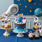 48 Pcs Outer Space Cupcake Toppers Space Themed Party Decorations Astronaut Birthday Party Decorations